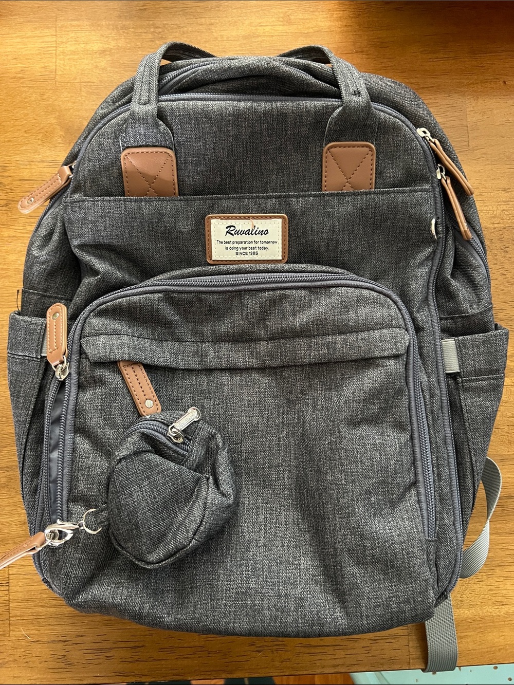 Ruvalino Gray Baby Bag Backpack diaper bag